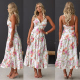 Printed Women's Suspender Slit Dress