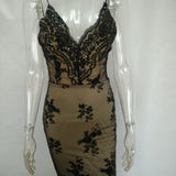 Summer Sequin Club Dress with Deep V Neck and Backless