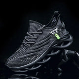 YRZL Men Sports Running Black Jogging Shoes