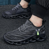 YRZL Men Sports Running Black Jogging Shoes