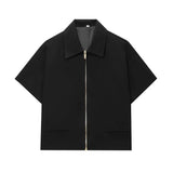 MUJER Women's Cropped Jacket Short Sleeve Varsity Jackets for Women