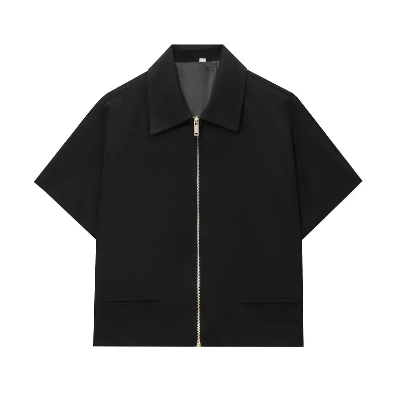 MUJER Women's Cropped Jacket Short Sleeve Varsity Jackets for Women