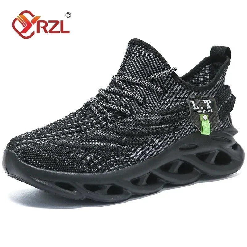YRZL Men Sports Running Black Jogging Shoes