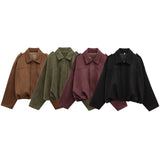 HH Women Brown Green Suede Jacket
