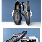 Mens PU Leather Loafers Non Slip Walking Flats
