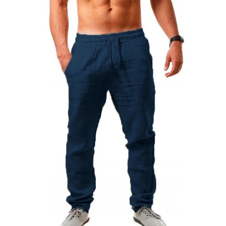 Spring/Summer New 9 Colors Men's Solid Color Cotton Linen Pants