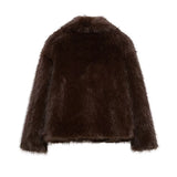 MUJER Faux Fur Coat Plush Fluffy Women's Jacket