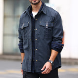 Men's Jackets Spring Flannel Lined Shirt Coat