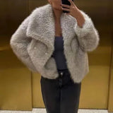 MUJER Faux Fur Coat Plush Fluffy Women's Jacket