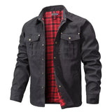 Men's Jackets Spring Flannel Lined Shirt Coat