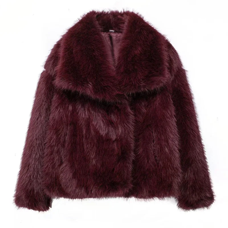 MUJER Faux Fur Coat Plush Fluffy Women's Jacket