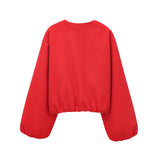 MUJER Red Zipper Bomber Jackets for Women