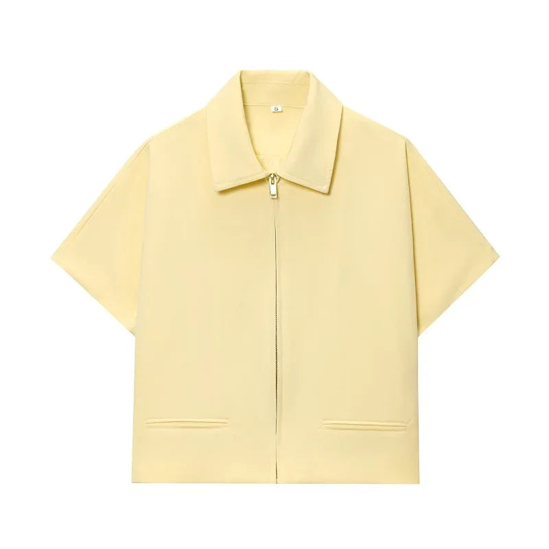 MUJER Women's Cropped Jacket Short Sleeve Varsity Jackets for Women