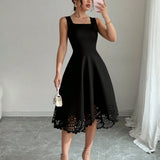 Minimalist Black Fit-and-Flare Dress