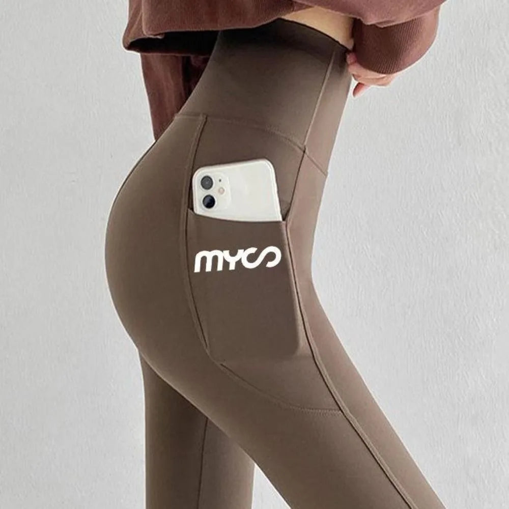 Solid Seamless Leggings With Pocket