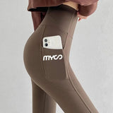 Solid Seamless Leggings With Pocket