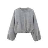 MUJER Red Zipper Bomber Jackets for Women