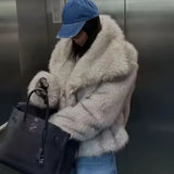 MUJER Faux Fur Coat Plush Fluffy Women's Jacket