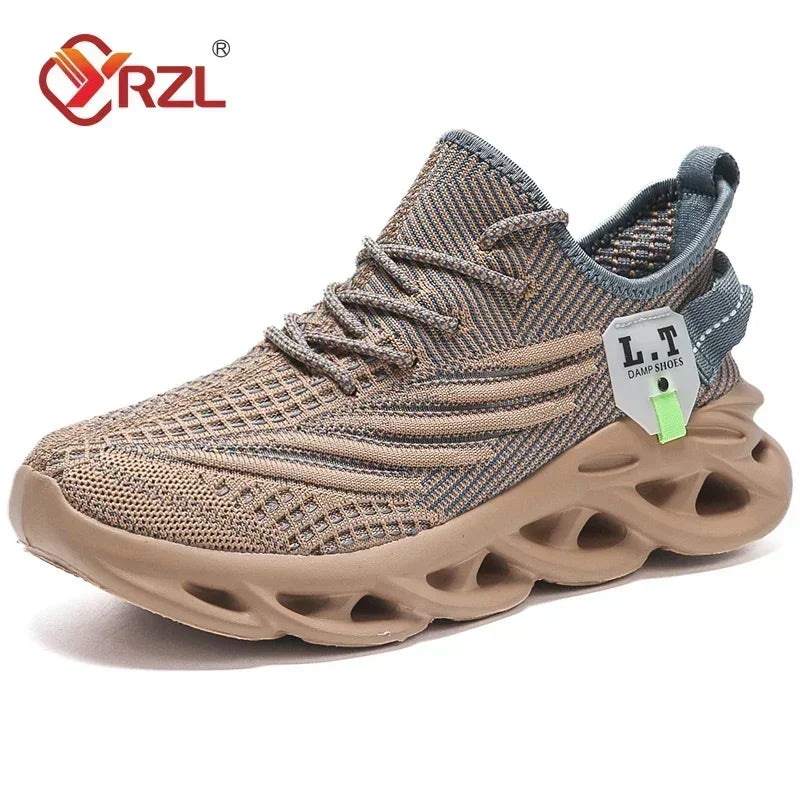 YRZL Men Sports Running Black Jogging Shoes