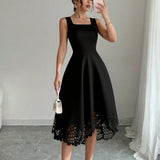 Minimalist Black Fit-and-Flare Dress