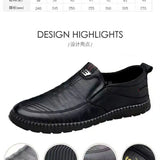 Mens PU Leather Loafers Non Slip Walking Flats
