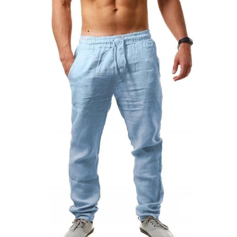 Spring/Summer New 9 Colors Men's Solid Color Cotton Linen Pants