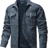 Men's Jackets Spring Flannel Lined Shirt Coat