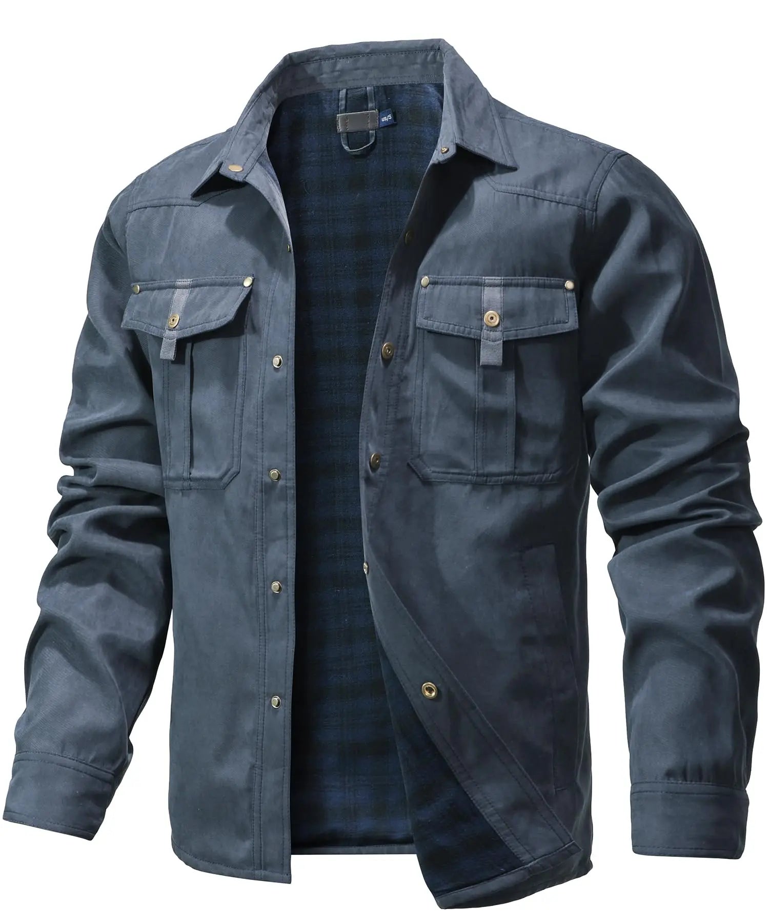 Men's Jackets Spring Flannel Lined Shirt Coat
