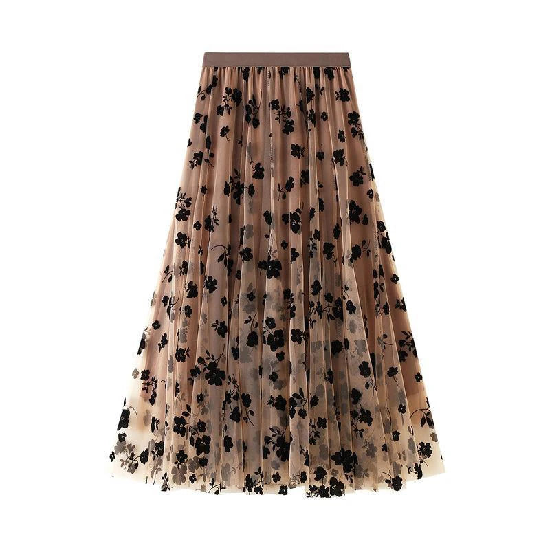 Elegant Floral Women Tulle Skirts