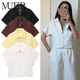 MUJER Women's Cropped Jacket Short Sleeve Varsity Jackets for Women