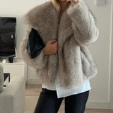 MUJER Faux Fur Coat Plush Fluffy Women's Jacket