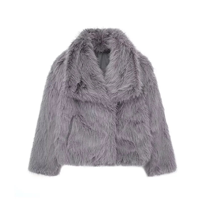 MUJER Faux Fur Coat Plush Fluffy Women's Jacket