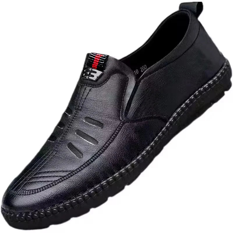 Mens PU Leather Loafers Non Slip Walking Flats