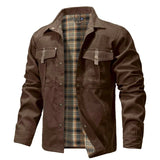 Men's Jackets Spring Flannel Lined Shirt Coat