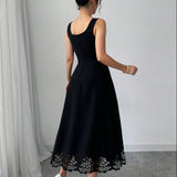 Minimalist Black Fit-and-Flare Dress