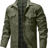Men's Jackets Spring Flannel Lined Shirt Coat