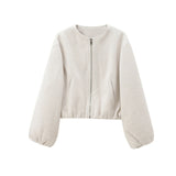 MUJER Red Zipper Bomber Jackets for Women