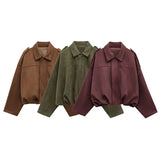 HH Women Brown Green Suede Jacket