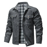 Men's Jackets Spring Flannel Lined Shirt Coat