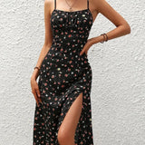2024 Women Floral Print Spaghetti Straps