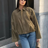 HH Women Brown Green Suede Jacket
