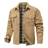 Men's Jackets Spring Flannel Lined Shirt Coat