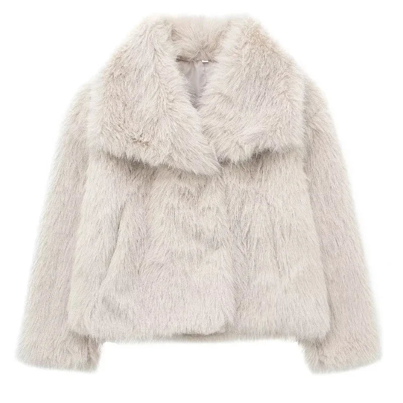 MUJER Faux Fur Coat Plush Fluffy Women's Jacket