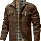 Men's Jackets Spring Flannel Lined Shirt Coat