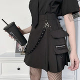 Harajuku Punk Gothic Black High Waist Black Skirts