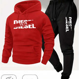 Men Fashion Print Tracksuit Hooded Sweatshirt