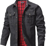 Men's Jackets Spring Flannel Lined Shirt Coat
