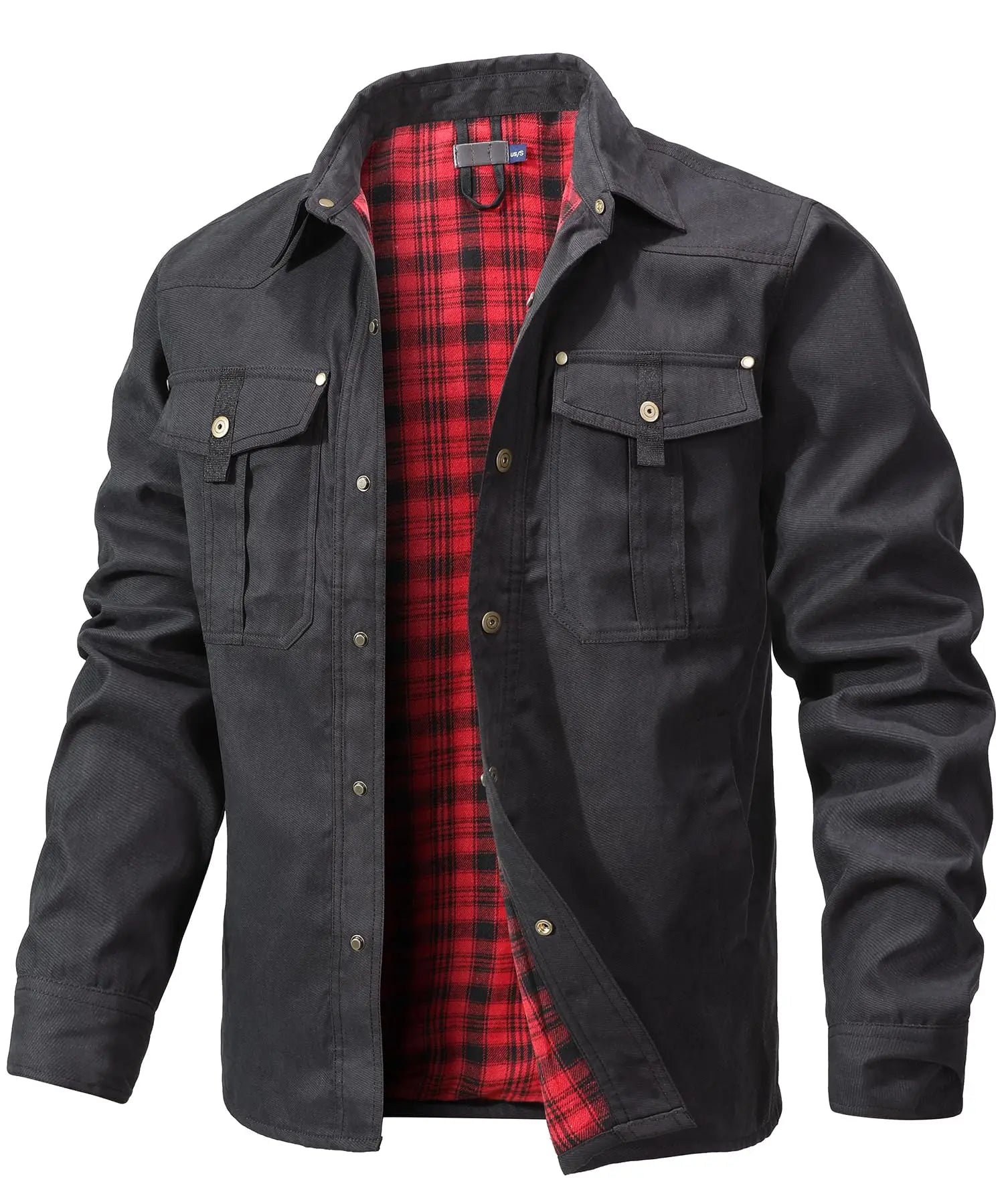 Men's Jackets Spring Flannel Lined Shirt Coat