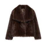 MUJER Faux Fur Coat Plush Fluffy Women's Jacket