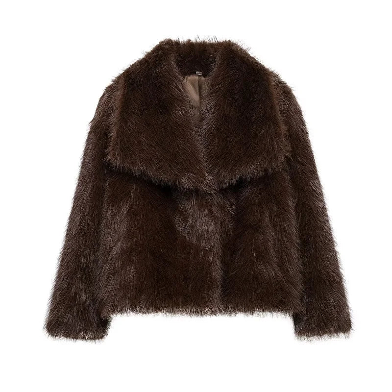 MUJER Faux Fur Coat Plush Fluffy Women's Jacket